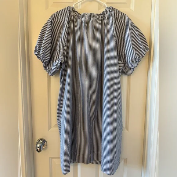 Striped Blue and White Mini Shift Dress - Picture 3 of 6